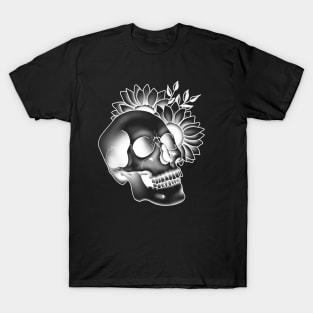 Skull and sunflowers white T-Shirt